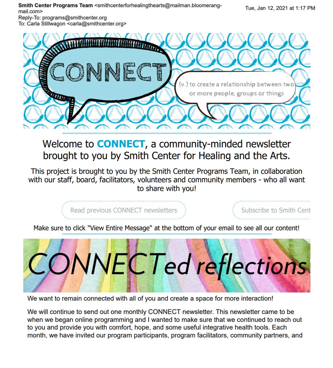 CONNECT Newsletter January 12, 2021