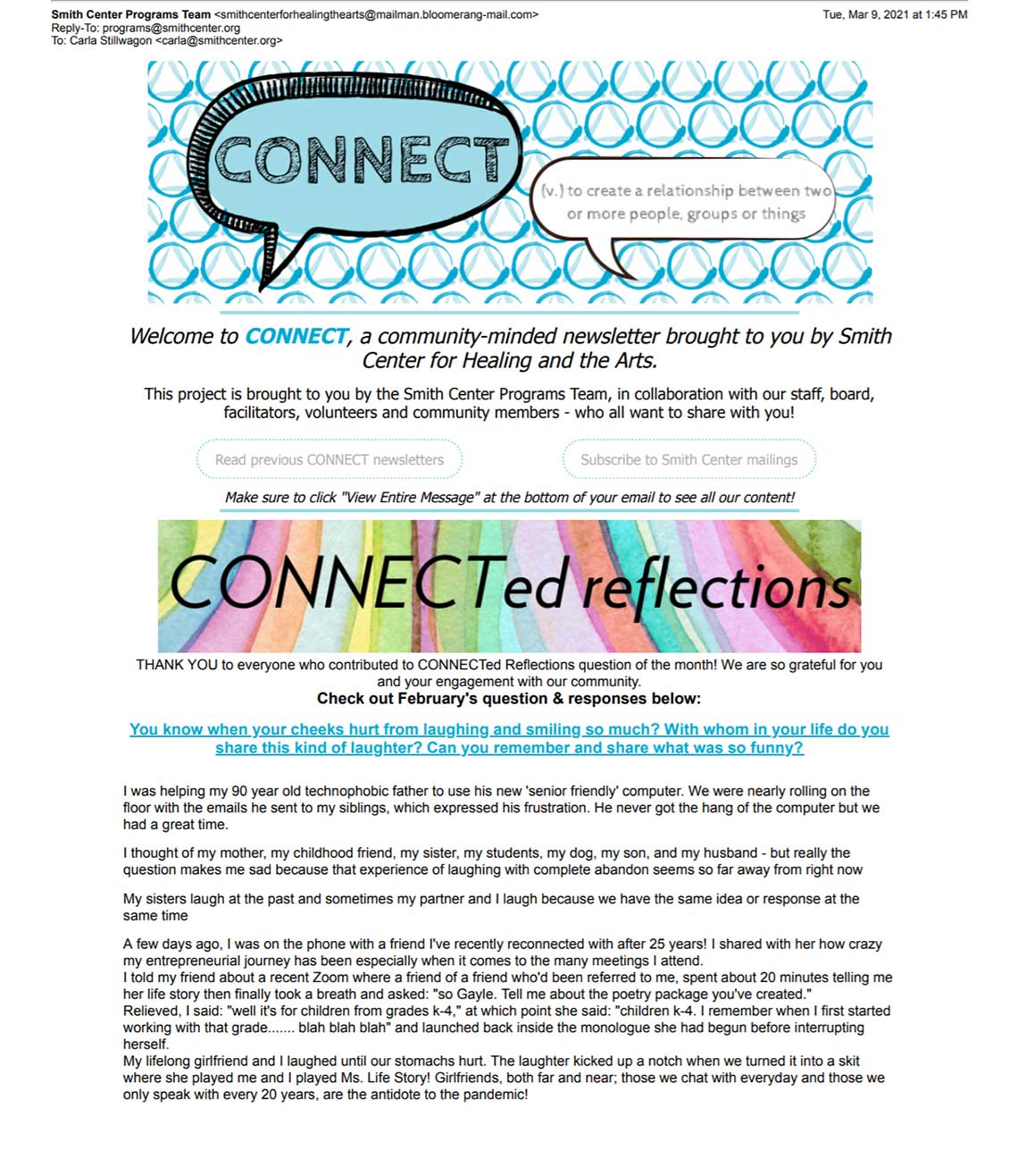 CONNECT Newsletter March 9, 2021