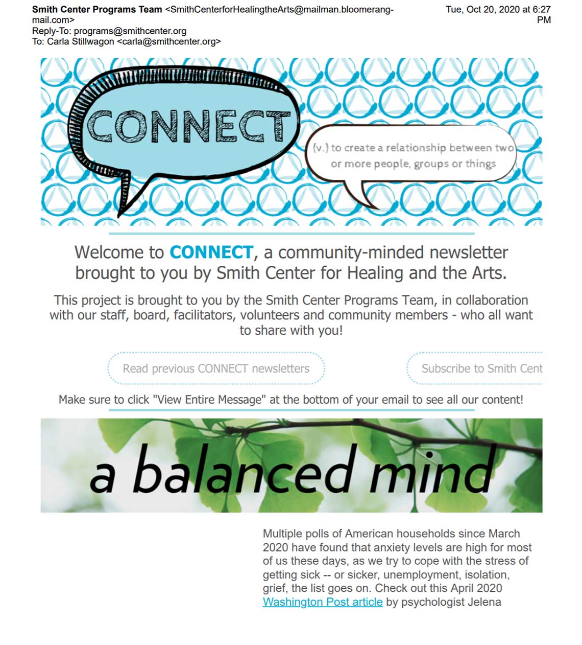 CONNECT Newsletter October 20, 2020