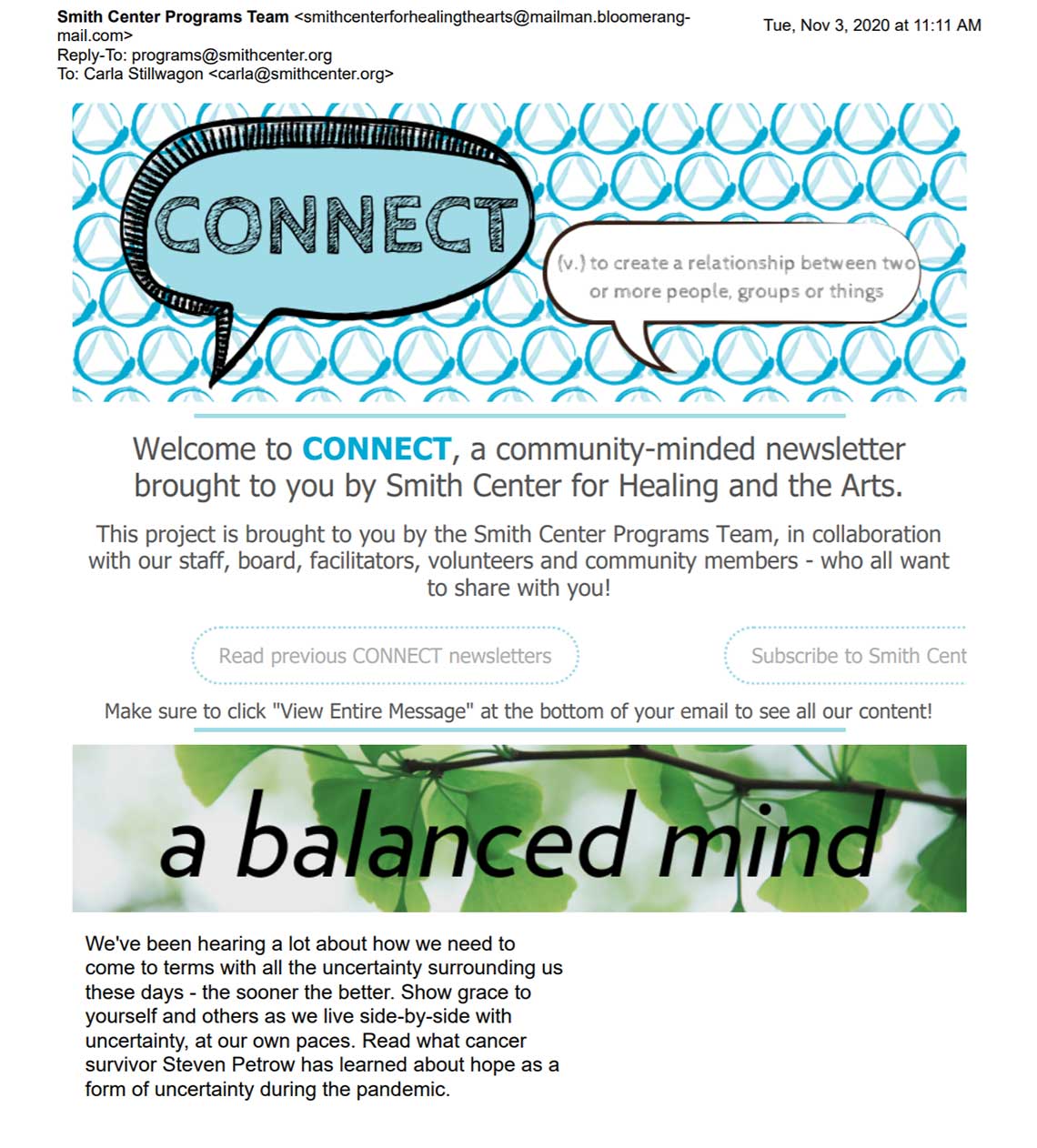 CONNECT Newsletter November 3, 2020