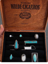 Cigar Jewelry Box with Turquoise jewelry